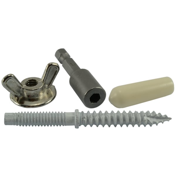 1/4 in Thread to 1/4"-20 Thread, 25 PK Steel, White Ruspert Finish